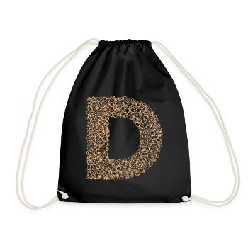 Letter D steampunk design made up of cogs - Drawstring Bag - black - Front