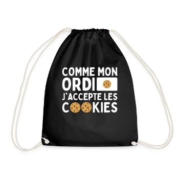 Comme Mon Ordi J'accepte Les Cookies Humour Geek - Sac de sport léger - noir - Devant