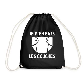 Je M'en Bats Les Couches Humour Papa Drôle Maman - Sac de sport léger - noir - Devant