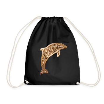 Steampunk dolphin abstract design - Drawstring Bag - black - Front