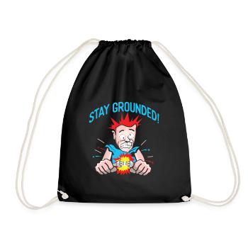 Mens Electrician T-Shirt - Stay Grounded - Drawstring Bag - black - Front