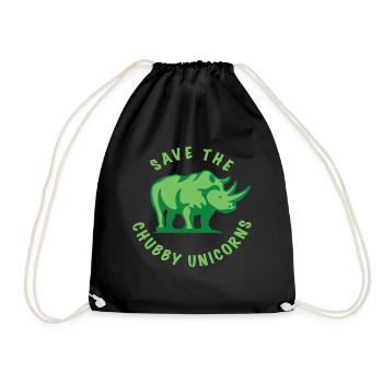 Save The Chubby Unicorn - Drawstring Bag - black - Front