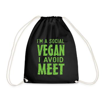 Ich bin ein Social Veganer, den ich vermeide - Turnbeutel - Schwarz - Vorne