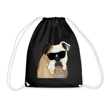 British Bulldog portant des lunettes de soleil - Sac de sport léger - noir - Devant