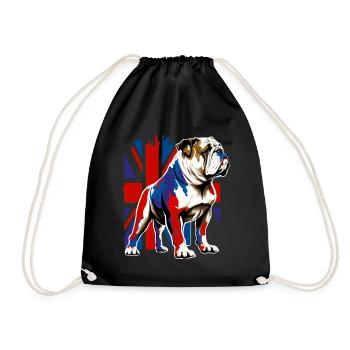 Britische Bulldogge mit Union Jack Flagge Illustration - Turnbeutel - Schwarz - Vorne