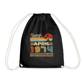 Avril 1974 anniversaire vintage 1974 - Sac de sport léger - noir - Devant