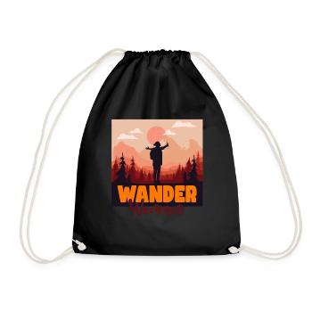 Hiking women in nature - Drawstring Bag - black - Front