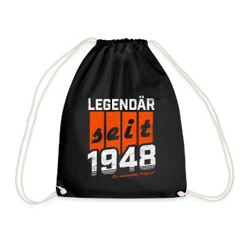 LEGENDÄR SEIT 1948 WASCHECHTES ORIGINAL GEBURTSTAG - Turnbeutel - Schwarz - Vorne