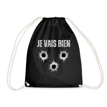 I'm fine everything is fine, bullet hole gun - Drawstring Bag - black - Front