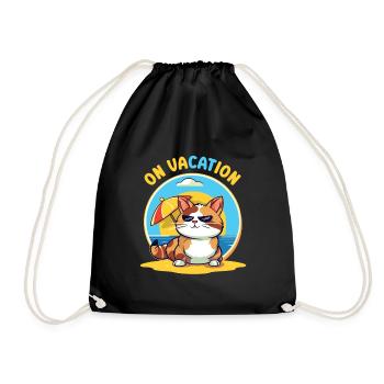Sunbathing cat on vacation - Drawstring Bag - black - Front