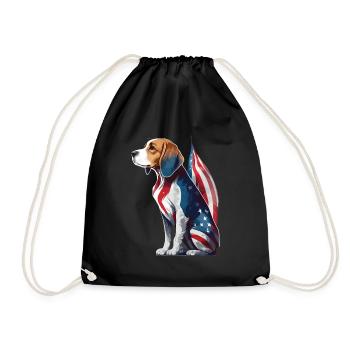 Beagle Dog avec un drapeau américain pour le 4 juillet - Sac de sport léger - noir - Devant