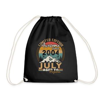 2004 Vintage Retro July 2004 Anniversary - Drawstring Bag - black - Front