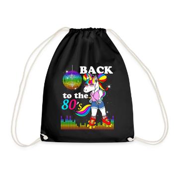 Einhorn Roller Vintage Disco Musik 80er Jahre - Turnbeutel - Schwarz - Vorne
