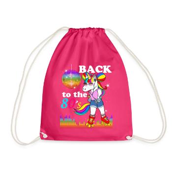 Einhorn Roller Vintage Disco Musik 80er Jahre - Turnbeutel - Fuchsia - Vorne