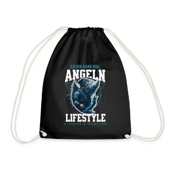 Ich Bin Dann Mal Angeln Fischer Angler - Turnbeutel - Schwarz - Vorne