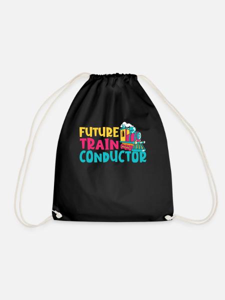 Railroad Lover Future Train Conductor - Drawstring Bag - black
