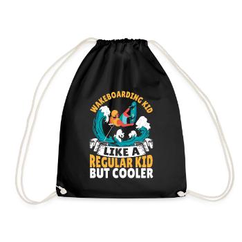Wakeboarding Kid Like A Regular Kid But Cooler - Drawstring Bag - black - Front