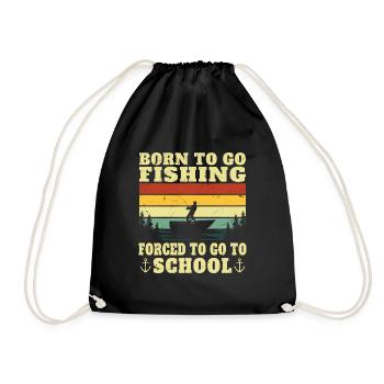 Né pour aller à la pêche cadeau pécheur humour - Sac de sport léger - noir - Devant