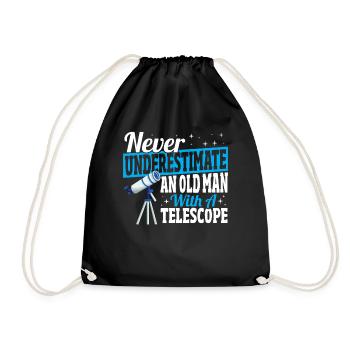 Never Underestimate An Old Man With A Telescope - Drawstring Bag - black - Front