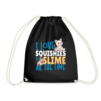 Ich liebe Squishies und Schleim die ganze Zeit - Turnbeutel - Schwarz - Vorne