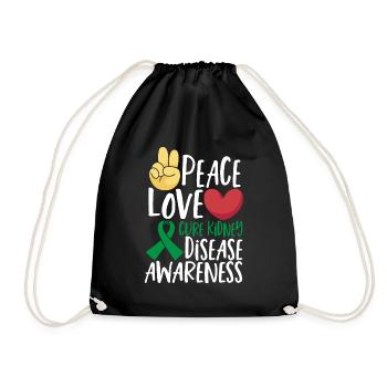 Peace Love Cure Sensibilisation aux maladies rénales Green - Sac de sport léger - noir - Devant