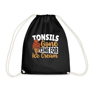 Tonsils Gone Time For Ice Cream Tonsillitis - Drawstring Bag - black - Front