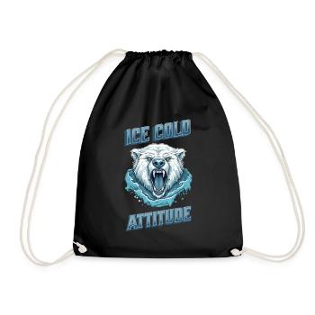Ice Cold Attitude Polar Bear Pajamas - Drawstring Bag - black - Front