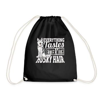 Siberian Husky Everything Tastes Better With - Drawstring Bag - black - Front