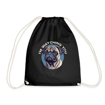 Je te surveille, chien carlin - Sac de sport léger - noir - Devant