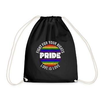 Pride LGBT Liebe gewinnt, wir sind queer und stolz - Turnbeutel - Schwarz - Vorne
