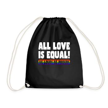 Pride LGBT love wins, we are queer and proud - Drawstring Bag - black - Front