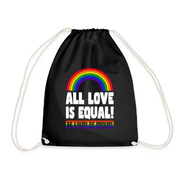Pride LGBT Liebe gewinnt, wir sind queer und stolz - Turnbeutel - Schwarz - Vorne