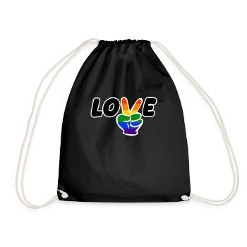 Pride LGBT love wins, we are queer and proud - Drawstring Bag - black - Front