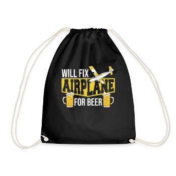 Will Fix Airplane For Beer Aircraft Mechanic - Drawstring Bag - black - Front