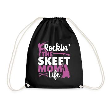 Rockin' The Skeet Mom Life Skeet Shooting Clay - Drawstring Bag - black - Front