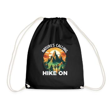 Nature's Calling Hike On Calling Hiking adventure - Drawstring Bag - black - Front