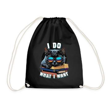 I Do What I Want Cat - Drawstring Bag - black - Front