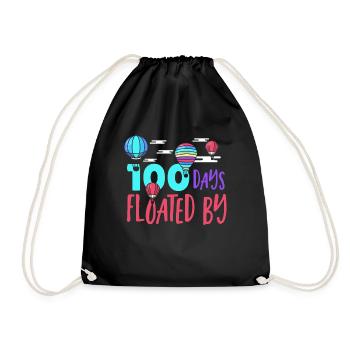 100 Days Floated By 100 Days of School 100th Day - Drawstring Bag - black - Front