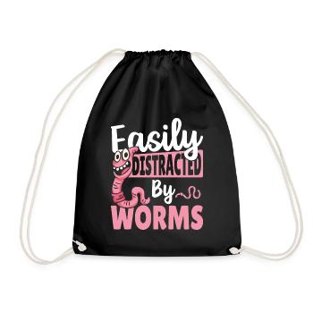 Easily Distracted By Worms Worm Farming - Drawstring Bag - black - Front