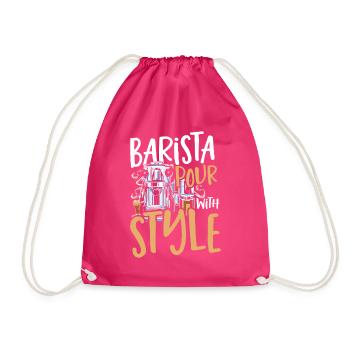Barista schenkt mit Stil ein Barista - Turnbeutel - Fuchsia - Vorne