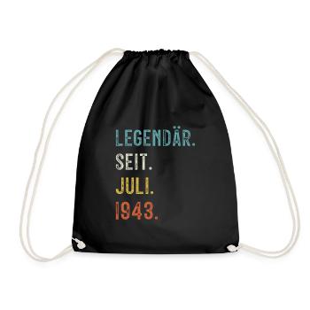 80. Geburtstag 80 Jahre Legendär Seit Juli 1943 - Turnbeutel - Schwarz - Vorne