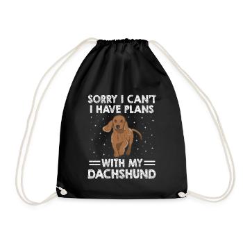 Tut mir leid, ich kann nicht, ich habe Pläne mit meinem Dackelhund L - Turnbeutel - Schwarz - Vorne