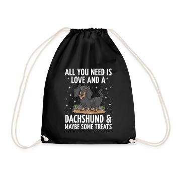 Alles, was Sie brauchen, ist Liebe und ein Dackelhund-Liebhaberhund - Turnbeutel - Schwarz - Vorne