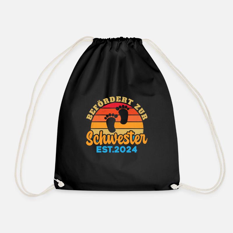 Befördert Zur Schwester 2024 Retro Vintage - Turnbeutel - Schwarz