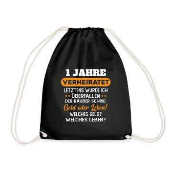 1 Jahre verheiratet zynisch 1 Hochzeitstag - Turnbeutel - Schwarz - Vorne