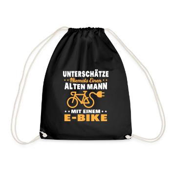 Einen alten Mann mit einem E-Bike - Turnbeutel - Schwarz - Vorne