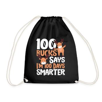100 Bucks sagen, ich bin 100 Tage klüger 100 Tage - Turnbeutel - Schwarz - Vorne