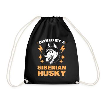 Owned By A Siberian Husky Siberian Sled Dog Owner - Drawstring Bag - black - Front