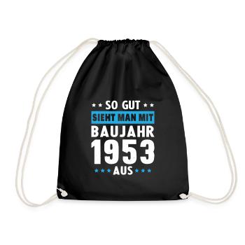 Geschenk Geburtstag 1953 Frau Mann Geschenkidee - Turnbeutel - Schwarz - Vorne