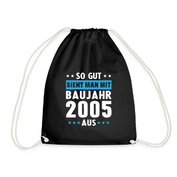 Geschenk Geburtstag 2005 Frau Mann Geschenkidee - Turnbeutel - Schwarz - Vorne
